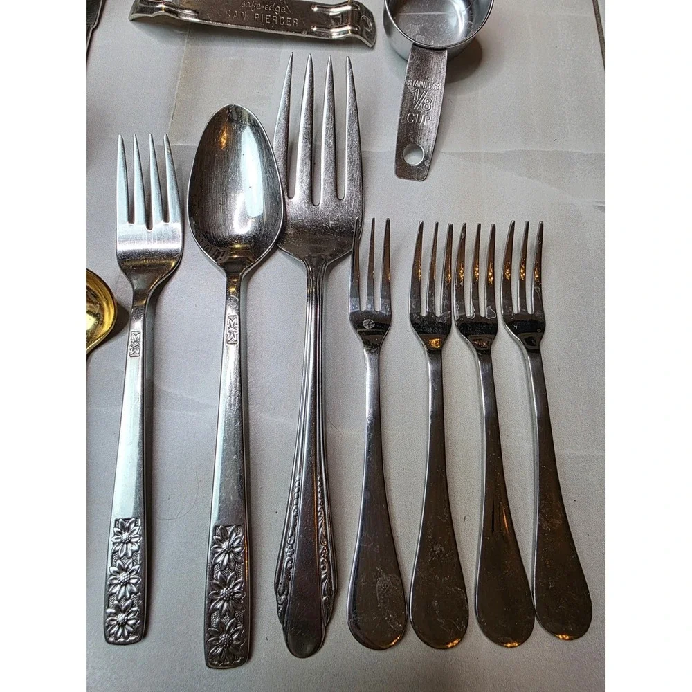 Vintage Kitchen Utensil Lot‎ Ekco Can Piercer Pfaltzgraff Flatware Stainless A3